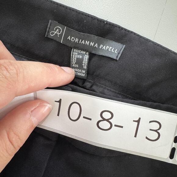 Adrianna Papell Pants Womens 6 Black Ruffle Pockets Straight Leg Office Career - Picture 3 of 7